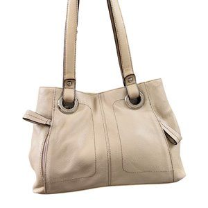 Tignanello Cream Leather Shoulder Bag